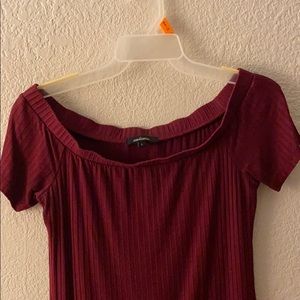burgundy off the shoulder dress